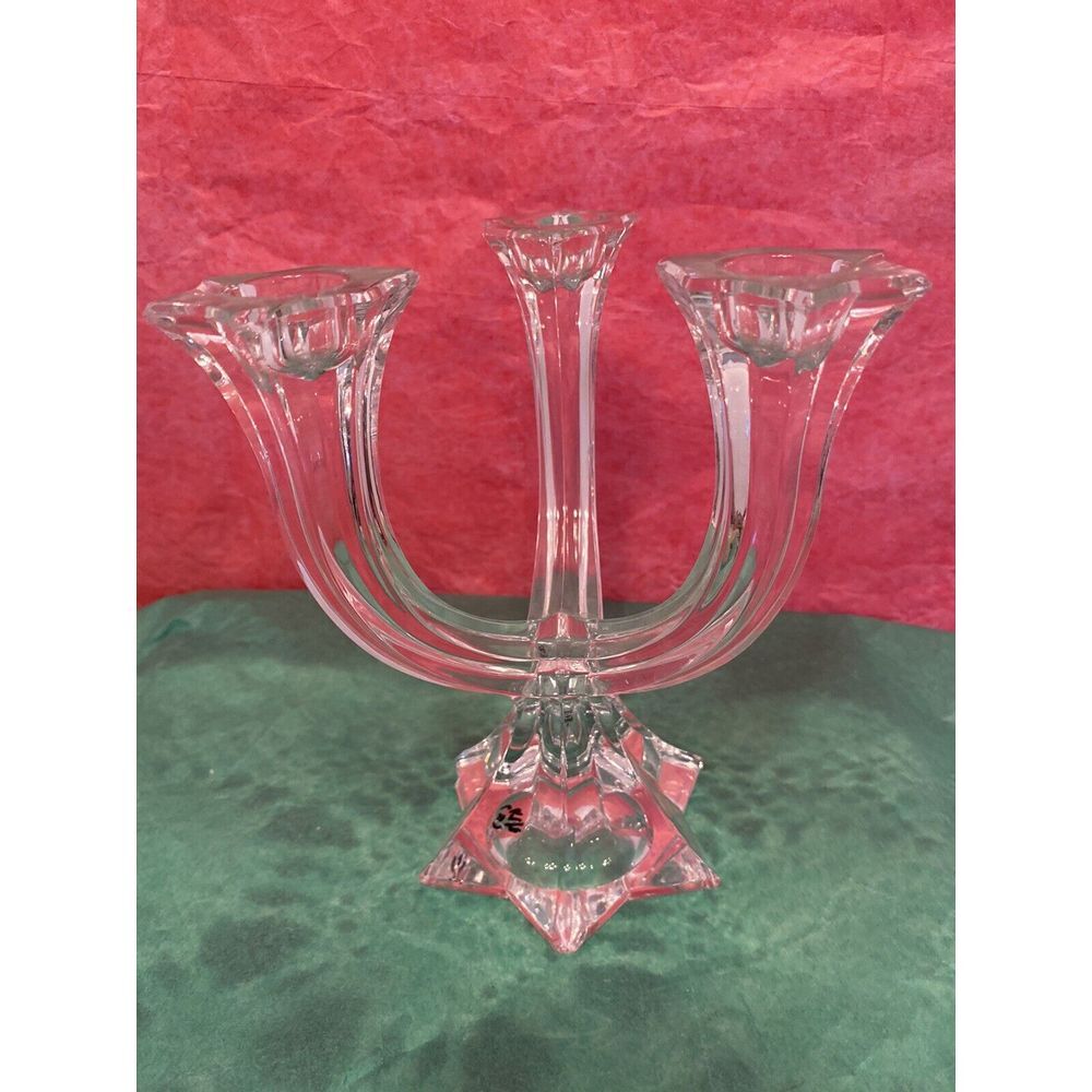 Vintage Villeroy & Boch Lucca Lead Crystal 3 Arm‎ Candelabra / Candle Holder *